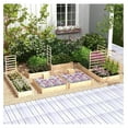 thumbnail image 2 of Raised Garden Bed with Composter, 49"x49"x10" - Fir Wood Elevated Planter Box for Vegetables, Flowers & Fruits - Outdoor Above Ground Gardening, 2 of 9