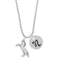 thumbnail image 1 of Delight Jewelry Silvertone Small Rearing Horse Silvertone Script Initial Disc - N - Charm Necklace, 20"+3", 1 of 4