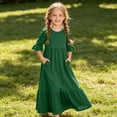 thumbnail image 6 of Auroural Girls Long Dresses Girls Summer Casual Dress with Ruffles Short Sleeve Round-Neck Dress for 4-14Y, 6 of 8