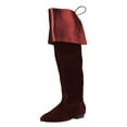 thumbnail image 2 of FSJ Women Knee-High Boots Comfortable Flats Almond Toe Stretchy Suede Fold Boots Cuff with Tassel Size 4 Red, 2 of 4