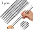 thumbnail image 2 of Reusable Sushi Chopsticks Set 304 Stainless Steel Non-Slip Japanese Food Chinese Korean Metal Chop Sticks Dishwasher Safe (silver 5 pairs), 2 of 7