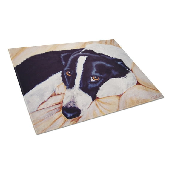 Carolines Treasures AMB1080LCB Naptime Border Collie Glass Cutting Board Large, 12H x 16W, multicolor