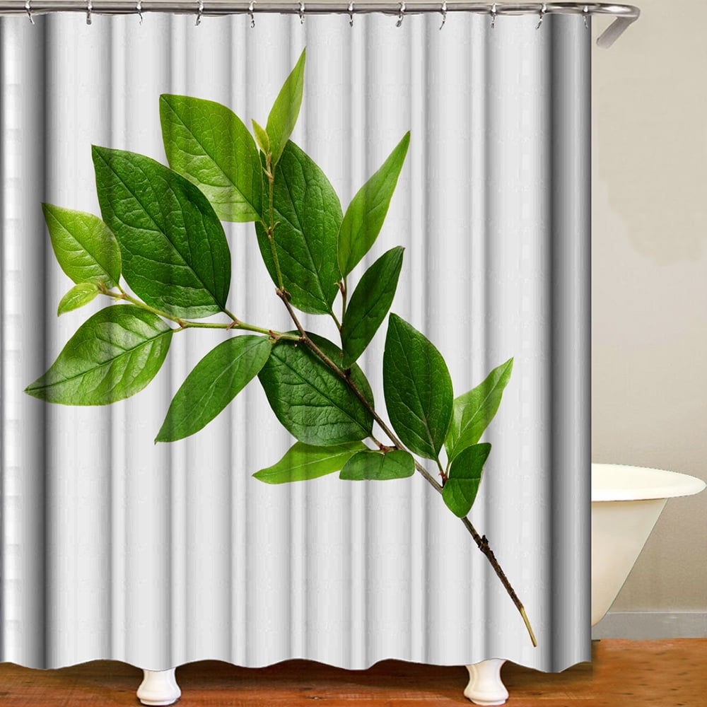 Shower Curtain Flowers Trees Print Blackout Curtains Waterproof