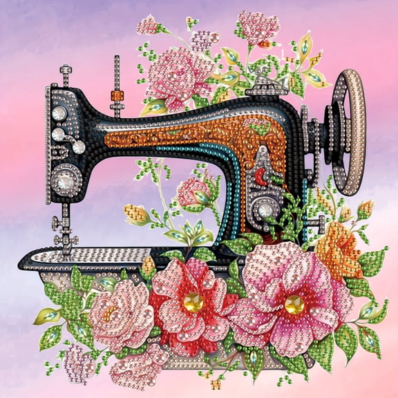 Flower Sewing Machine Diamond Art Painting Kit