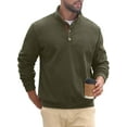 thumbnail image 5 of Men's Heavyweight Fleece Corduroy Sweatshirt - Stand Collar Mock Neck Pullover with 1/4 Zip, 5 of 5