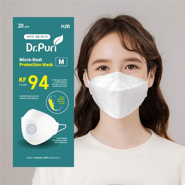 Mascarilla facial Dr.Puri Micro-Dust Protection KF94 White Medium x20