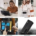 thumbnail image 4 of ELEHOLD For Samsung Galaxy S22 Phone Case Leather Crossbody Zipper Card Wallet Flip Case Kickstand Cover, with Ring Holder,Full Body Protection-Black, 4 of 7