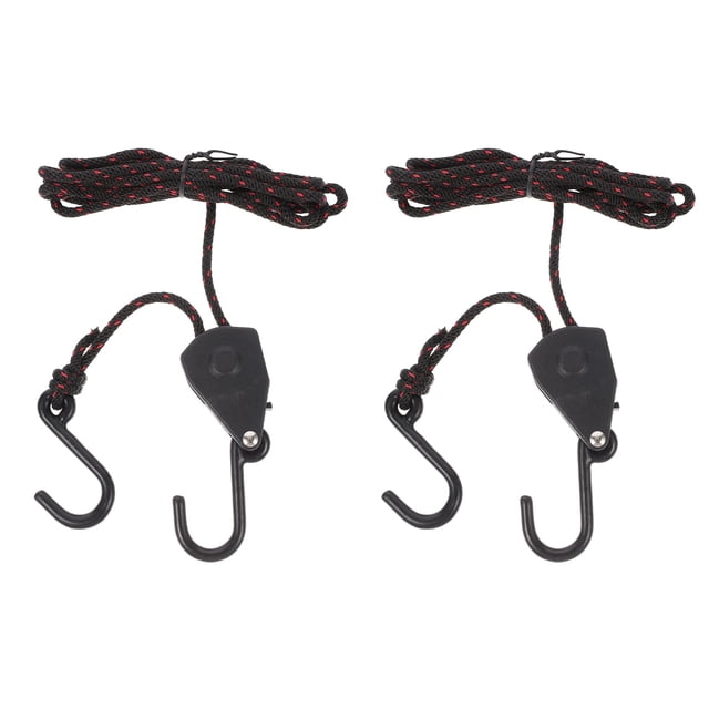 2 PCS Pulley Ratchets Kayak and Canoe Boat Bow and Stern Rope Lock Tie Down Strap 1/8 Inch Heavy Duty Adjustable Rope Hanger 68KG Weight Capacity
