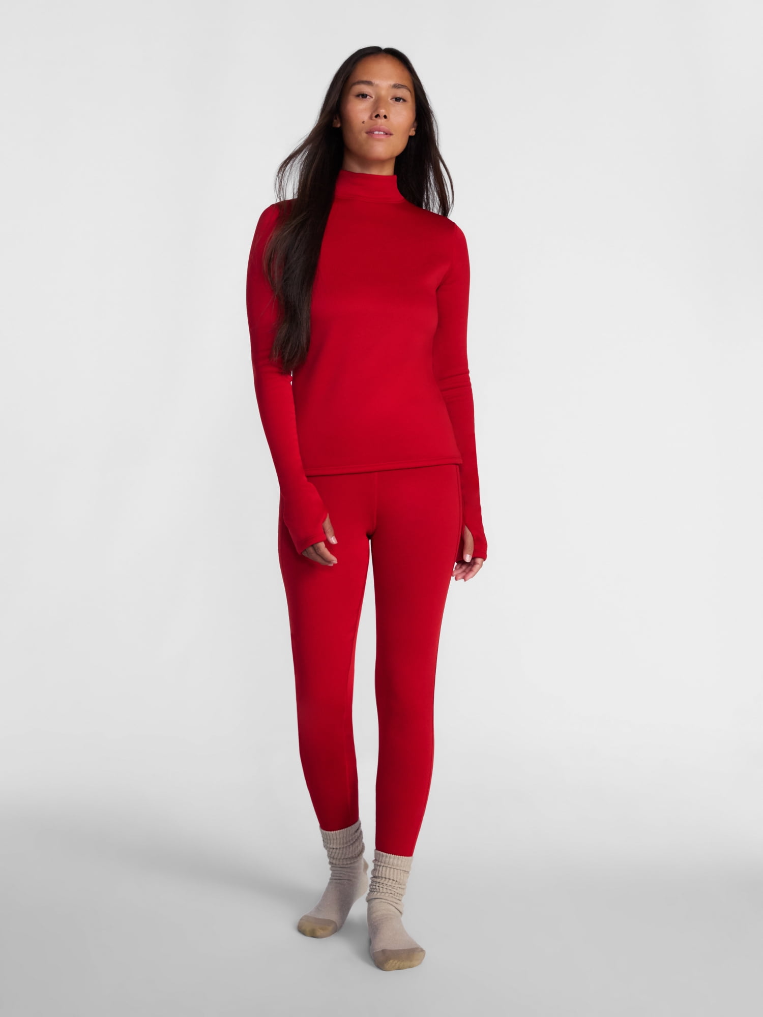 Ozark Trail Women's Warmest Thermal Long Sleeve Fleece Mockneck Top, Sizes XS-XXL
