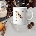 thumbnail image 4 of Initial Letters Decor Coffee Mugs, Halloween Diamond Plaid Monogram Letter K Mug, Any Letter Floral Alphabet Coffee Cup For Her Birthday Christmas Mothers Day Coffee Mug 11oz, 4 of 5