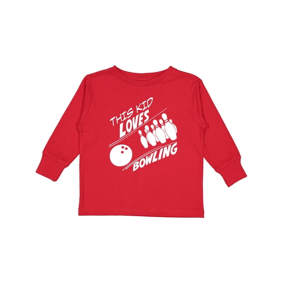 Inktastic This Kid Loves Bowling Boys or Girls Long Sleeve Toddler T-Shirt