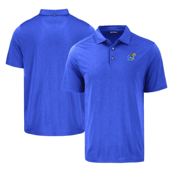 Men's Cutter & Buck Royal Kansas Jayhawks Coastline Epic Comfort Eco Recycled Polo
