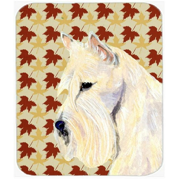 Scottish Terrier Wheaten Fall Leaves Portrait Mouse Pad, Hot Pad Or Trivet