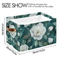 thumbnail image 4 of WOBOGO Large White Roses Pattern Square Storage Basket with Waterproof Canvas and PE Lining Durable PU Leather Handles 14.2×10.2×8.3in, 4 of 9