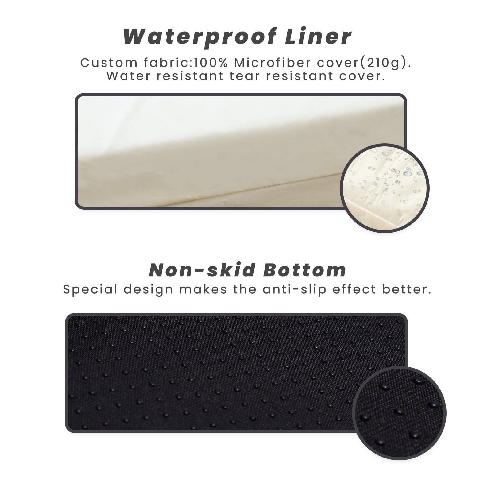 Laifug Orthopedic Memory Foam Large Dog Bed with Pillow and Durable Water Proof Liner & Removable Washable Cover (Black and White Plaid，L)