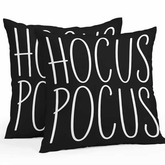Outdoor Waterproof Pillow Covers Halloween White Text on Black Decorative Throw Pillow Protectors,Simplistic Letter Pillowcase Cushion Cases for Patio Sofa Garden Couch,16x16in,Pack of 2