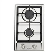 Hothit 2 Burner Propane Gas Cooktop, 12" Inch LPG/NG Dual Fuel Built-in Gas Stove Top, Stainless Steel Electronic Ignition Gas Hob for Apartment, Outdoor, RVs