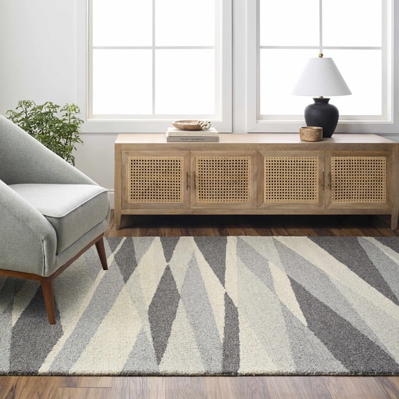 Hauteloom Garlands Wool Living Room, Bedroom Area Rug - Black, Gray - 2' x 3'