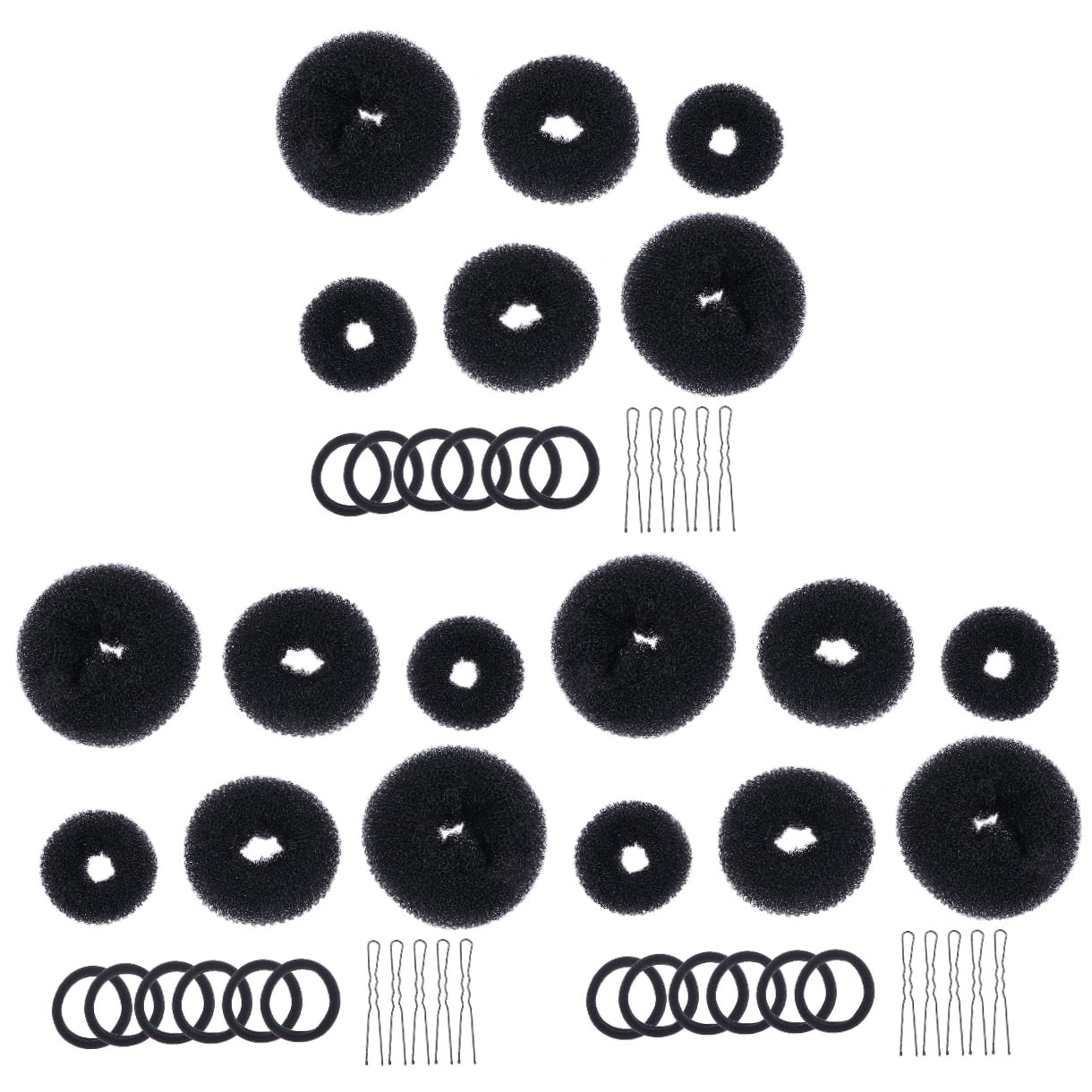 WORGEOUS 9 Sets  Hair Donut Bun Makers Woman Hair Ties Bun Makers U-shaped Hairpins