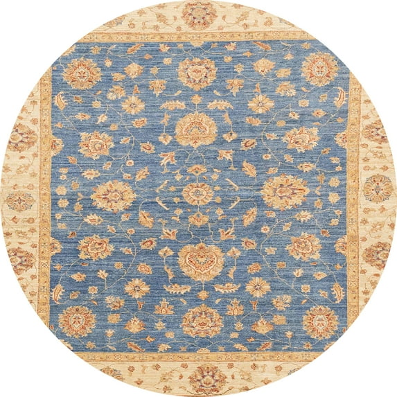 Ahgly Company Indoor Round Abstract Rose Purple Oriental Area Rugs, 5' Round