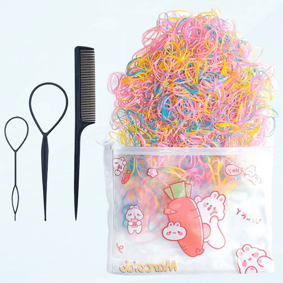 Elastic Hair Ties, Multi-Color 1000 Count For Children Little Girl Kid Toddler Baby, 3pcs Hair Styling Accessories (Jelly)