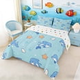 thumbnail image 2 of Manfei Cartoon Blue Dolphin Starfish Seashell Full Size Comforter Sets for Kids Boys and Girls, Marine Life Print Bedding Sets, Polka Dots Reversible 3pcs, 1 Comforter and 2 Pillowcases, 2 of 6