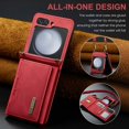thumbnail image 4 of SaniMore Case for Samsung Galaxy Z Flip 5 6.7" 2023, Retro PU Leather Case Soft TPU Inner Detachable Magnetic Folding Card Pocket Flip Kickstand Anti-drop Shockproof Protectiive Cover, Red, 4 of 9