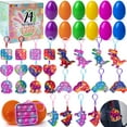 thumbnail image 2 of Joyin 48 Pcs Pre Filled Easter Eggs with Toys(24 pop Keychain and 24 Eggs), Colorful Easter Eggs Prefilled with Rubber Dinosaur for Easter Basket Stuffers, Classroom Exchange Gift, Easter Party Decors, 2 of 8