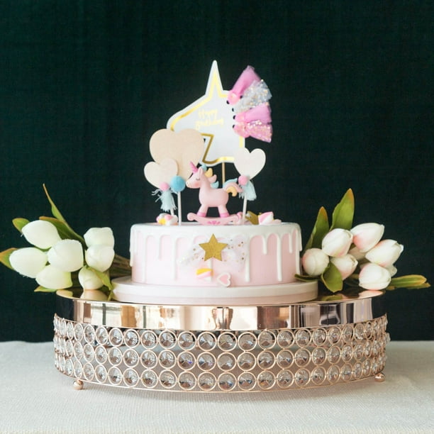 15 5 Blush Rose Gold Crystal Beaded Metal Riser Cake Stand Com