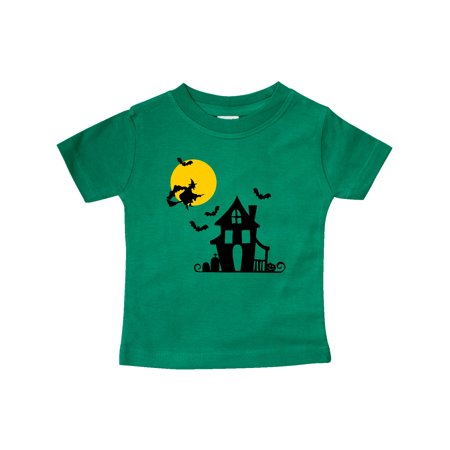 

Inktastic Halloween Haunted House Witch and Bats Gift Baby Boy or Baby Girl T-Shirt
