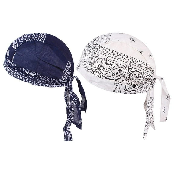 Yunhgft 2PCS Men Womens Skull Hats Durag Hair Loss Chemo Hat Pirate Head Scarf Bandana