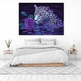 thumbnail image 3 of Mudket Framed Purple Leopard with Rose Canvas Wall Art, Bold Leopard Print Wall Decor, Modern Animal Wall Art Ready to Hang - 12"L x 8"W, 3 of 10