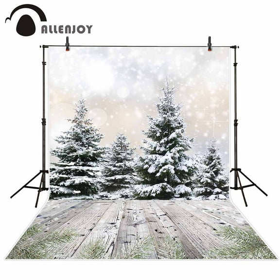 Allenjoy photography background Winter Christmas tree glitter snow wood floor backdrop photocall photoph photo studio props