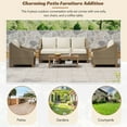 thumbnail image 4 of Harper & Bright Designs Patio Furniture Set, 4 Pieces Outdoor Wicker Rattan Sofa Couch with Chairs and Wooden Coffee Table, All Weather Conversation Set for Backyard Porch Garden, Brown Grey, 4 of 15