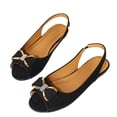 thumbnail image 6 of KIJBLAE Women's Solid Peep Toe Bow Knot Flats, Soft Sole Slip On Lazy Trendy Summer Casual Flat Shoes Black 37, 6 of 9