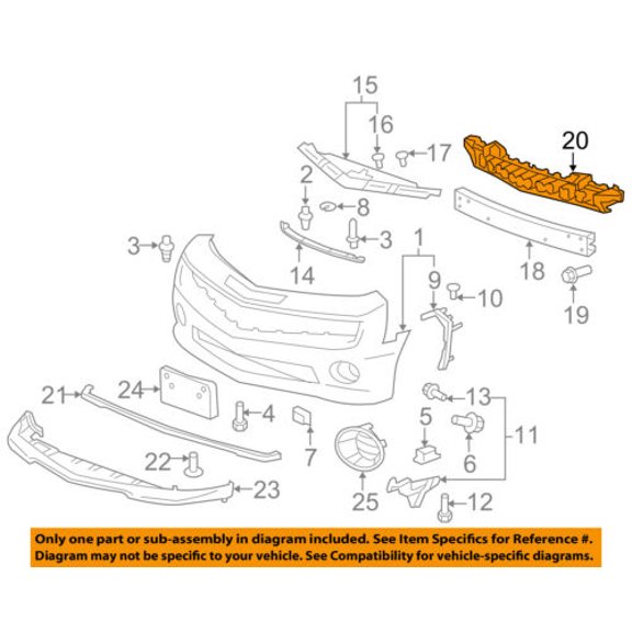 Chevrolet GM OEM Camaro FR Bumper Face-Impact Foam Energy Absorber Bar 22829537