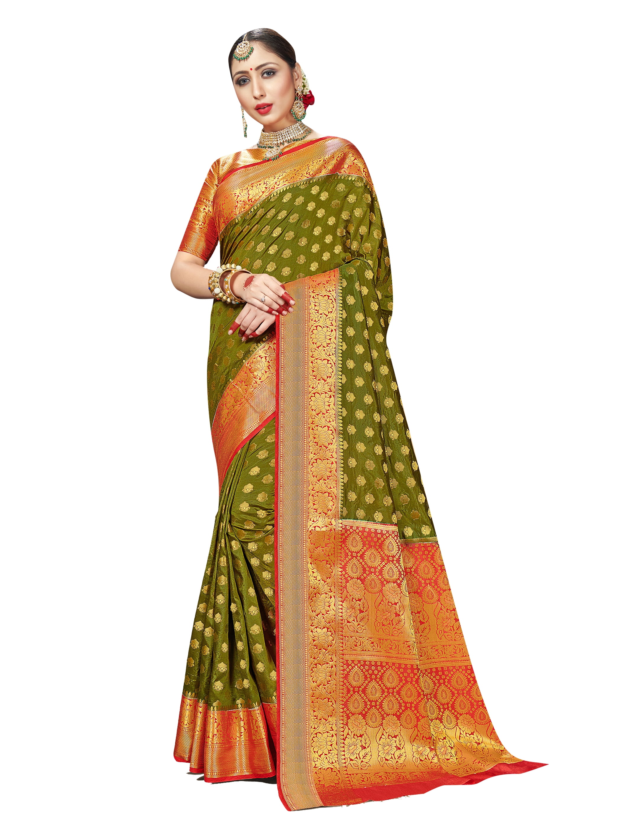 Sarees for Women Banarasi Art Silk Woven Saree l Indian Wedding Gift Sari with Unstitched Blouse 