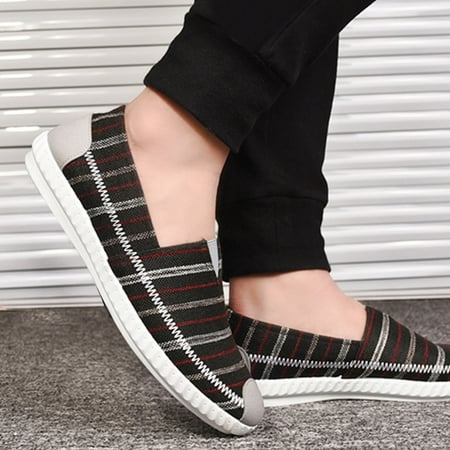 

YTJX Men s Casual Breathable Cloth Shoes Linen Striped Canvas Men s Shoes