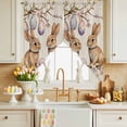 thumbnail image 2 of Easter Bunny Swag Kitchen Curtain Valances, Vintage Pink Blue Egg Branch Leaf Spring Flower Linen Texture Rod Pocket Curtains Window Treatment Valances for Bedroom Bathroom, 2 Panels 28 x 36 Inch, 2 of 9