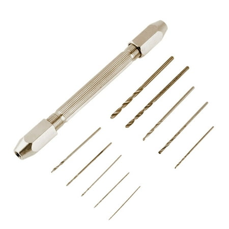 

1PC Double End Pin Vise Hand Chuck + 10pcs Micro Twist Drill Bit Jewelry Watch Repair Maintain Tool