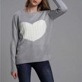 thumbnail image 2 of Lilgiuy Woman Love Long Sleeves Round Neck Loose Tops Blouse Knitted Sweater,Gray,10 2022 Fall Winter, 2 of 5