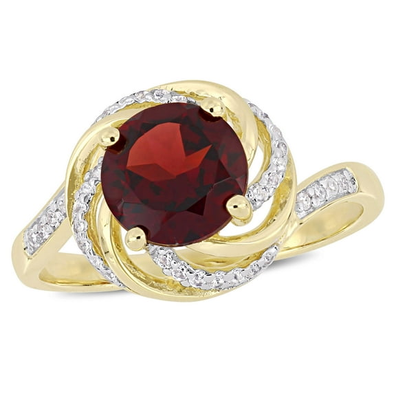 Everly Women's Garnet and Topaz Yellow Gold Plated Ring