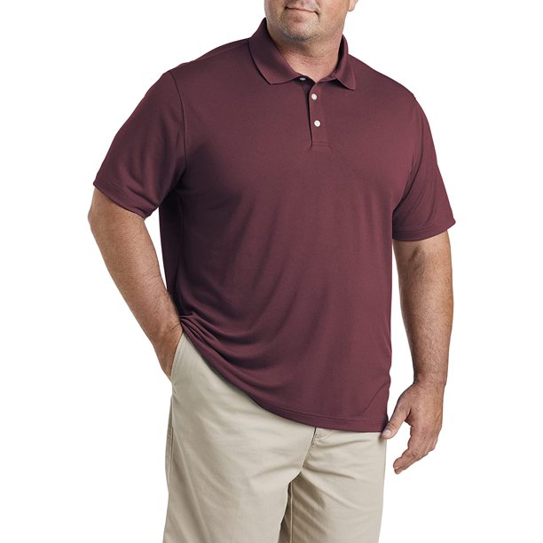 Big and Tall Essentials by DXL Men's Solid Golf Polo Shirt, Port, 4XL