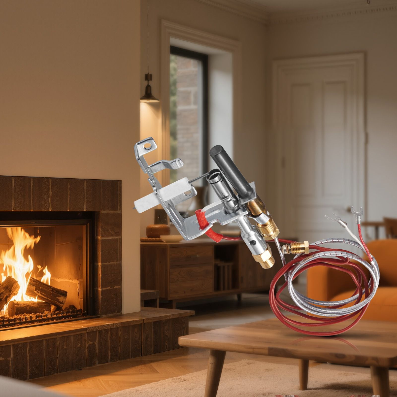 Gas Fireplace Pilot Ignition Assembly, 31in Thermocouple + 20in Thermopile, OEM Replacement Flame Monitoring for Gas Fireplace Liquefied Gas Heating