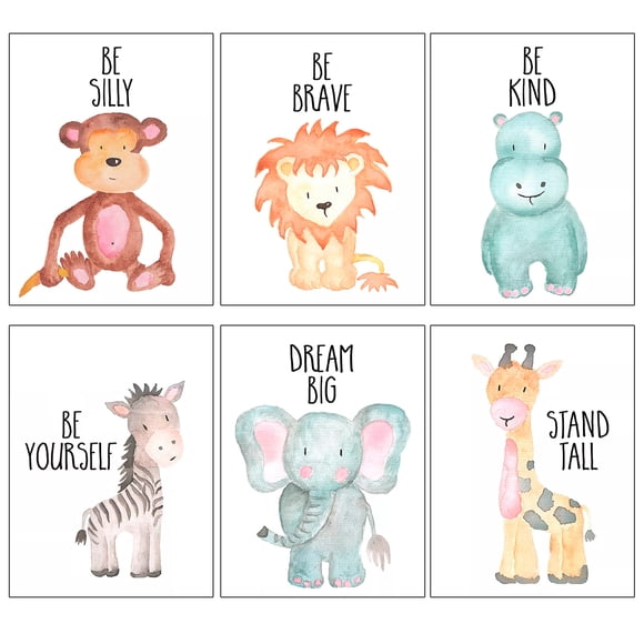 6Lienzos Decorativos Habitación Infantil Bebé Animales Selva