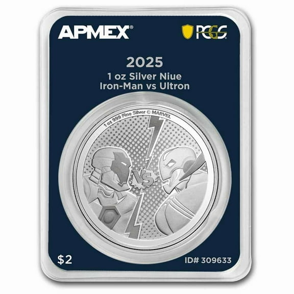 2025 1 oz Silver $2 Iron-Man vs Ultron (MD® Premier PCGS FS)