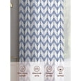 thumbnail image 7 of Boho Blue Semi Sheer Curtains 84 Inch Length 2 Panels Set, White Chevron Stripes Abstract Geometric Sheer Kitchen Curtain Privacy Voile Window Curtain for Living Room Bedroom Rod Pocket Drapes, 7 of 7