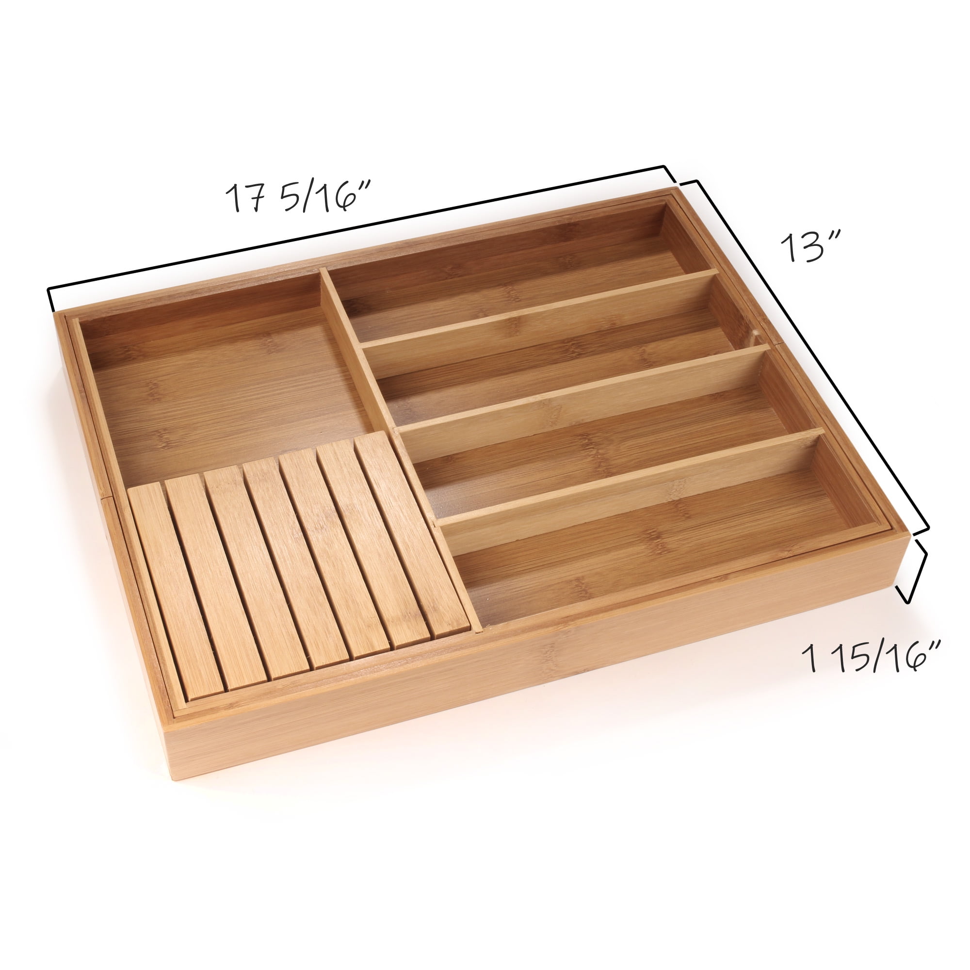 BambooMN Bamboo Adjustable silverware utensil organizer, kitchen organization drawer organizer - 1 Unit