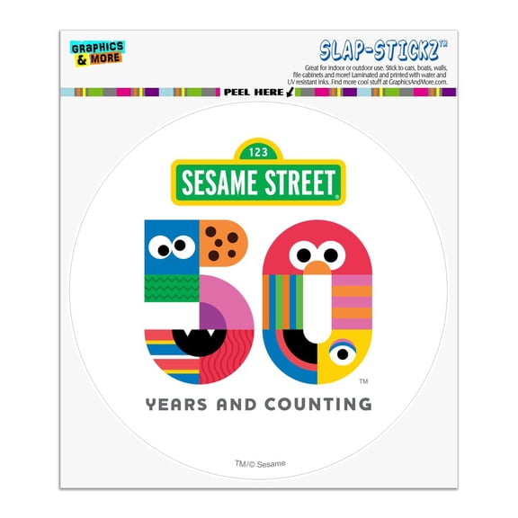 Sesame Street 50th Anniversary Logo Automotive Car Window Locker Circle Bumper Sticker