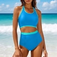 thumbnail image 5 of SROBPTY Women's High Waisted Bikini Set 2 Piece Swimsuit with Padded Light Blue,XL, 5 of 5